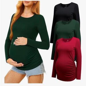 Maternity Long Sleeve Top - Black, Green, Red